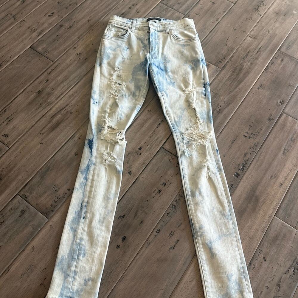 Amiri thrasher acid wash white cloud skinny jeans sz 32 - Picture 4 of 10
